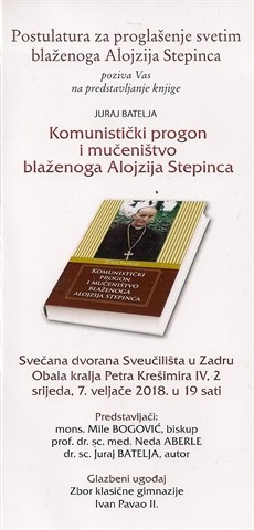 Predstavljanje knjige "Komunistički progon i mučeništvo bl. Alojzija Stepinca" autora Jurja Batelje 
